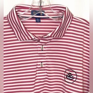Stitch Golf Polo Shirt Mens XL White Pink Striped Short Sleeve Park Meadows CC